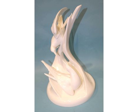 A Royal Doulton "Images" white ceramic figure group Courtship HN3525, 39cm high. 