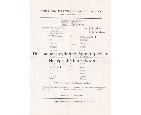 ARSENAL RESERVES Four single sheet home programmes v. C. Palace 76/7, Birmingham, QPR and Oxford 77/8. All folded with scores