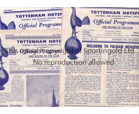 SPURS A collection of 67 Tottenham programmes 1949-1961. Homes 1948/49 (1) , 1956/57 (2), 1957/58 (3), 1958/59 (8), 1959/60 (