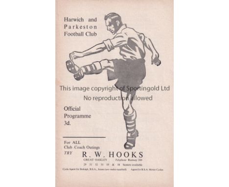 TOTTENHAM HOTSPUR Programme for the away Eastern Counties League match v. Harwich and Parkeston 12/10/1957. Good