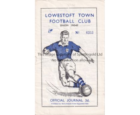 TOTTENHAM HOTSPUR Programme for the away Eastern Counties League match v. Lowestoft Town 2/2/1963, slightly creased and score