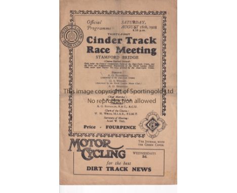 SPEEDWAY CHELSEA Stamford Bridge Speedway home programme 18/8/1928 (first season of Speedway at Stamford Bridge) covering the