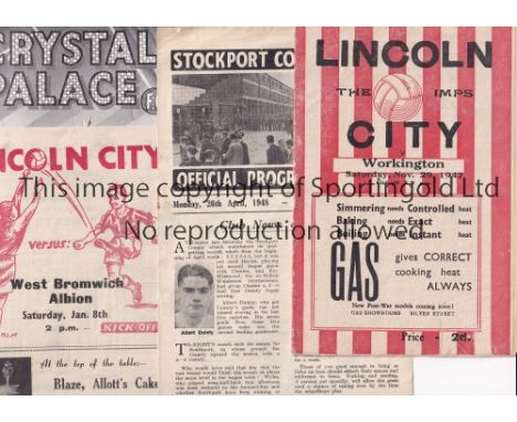 1940's A collection of 10 programmes from the 1940's. Lincoln City v Workington, Stockport County v Southport 1947/48, Lincol
