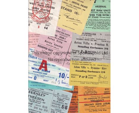 ENGLISH LEAGUE AND CUP TICKETS Seventy tickets including home clubs represented by Arsenal, Aston Villa, Birmingham, Fulham, 