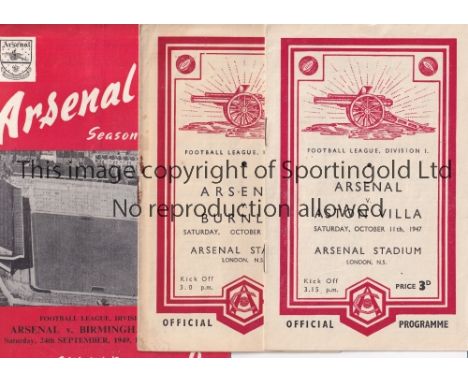 ARSENAL A collection of 22 Arsenal home programmes from the 1940's and 1950's to include v Aston Villa 1947/48, Manchester Ci