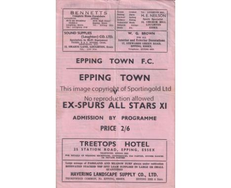 TOTTENHAM HOTSPUR Programme for Epping Town at home v Ex-Spurs All Stars XI 11/5/1969 including Marchi, Harmer, Hopkins, Medw