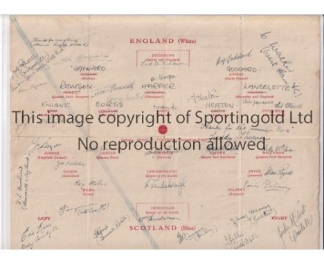 ENGLAND V SCOTLAND 1945 IN INDIA Programme for the match in Calcutta 25/2/1945 signed by all 22 players inc. Ditchburn of Tot