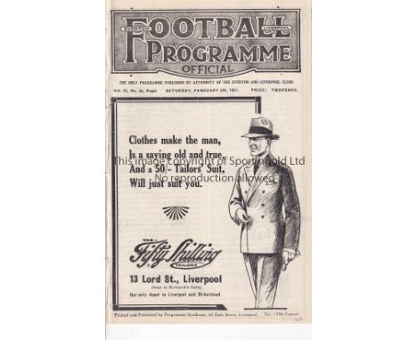 LIVERPOOL V ARSENAL / EVERTON RES. V OLDHAM RES. 1927 Joint issue programme for 5/2/1927, ex-binder. Generally good