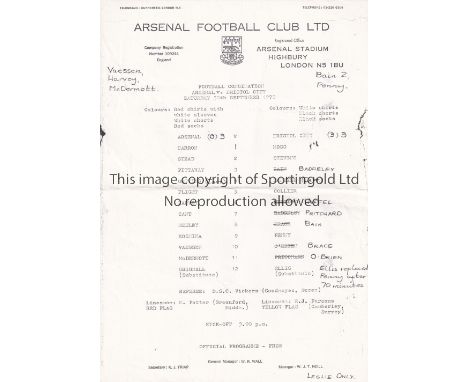 ARSENAL RESERVES Ten single sheet home programmes for season 1978/9 season v. Bristol City, Norwich, Bristol Rov., Leicester,