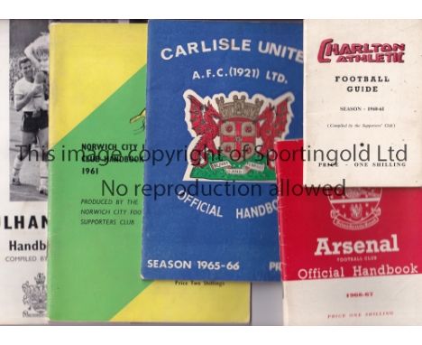 HANDBOOKS / PUBLICATIONS A collection of 26 Handbooks and Publications. Handbooks Arsenal 1966/67, Aston Villa 1956/57, Brent