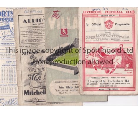 TOTTENHAM AWAYS 1950/51 Nine Tottenham Hotspur away programmes from the Championship winning season of 1950/51 at Wolves (sco
