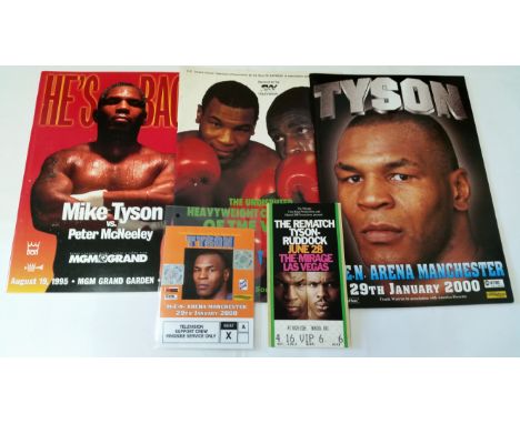 BOXING, Mike Tyson selection, inc. programme, McNeeley 1995, Julio Francio 2000, Bruno 1989; accreditation pass, ringside sea