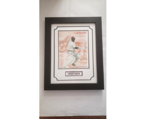 CRICKET, West Indies, signed colour print by Viv Richards, full-length batting, attractively overmounted, framed &amp; glazed