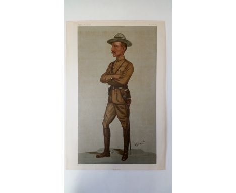 MILITARY, print from Vanity Fair magazine 1900, Mafeking, showing General Baden-Powell full length in uniform, 10 x 15, trimm