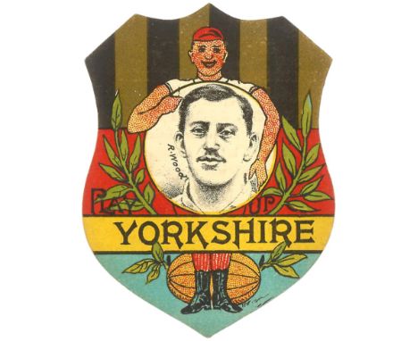 BAINES, shield-shaped rugby card, Play Up Yorkshire, R. Wood inset, VG