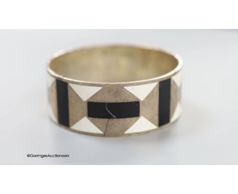   A modern Paloma Picasso for Tiffany &amp; Co 925 and two colour enamel bangle, interior diameter approx. 62mm, gross weight