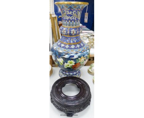   A large Chinese cloisonne enamel vase on stand, height 64cm excl. stand