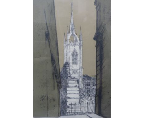   Richard Beer, lithograph, St. Dunstan in the East, 44 x 66cm