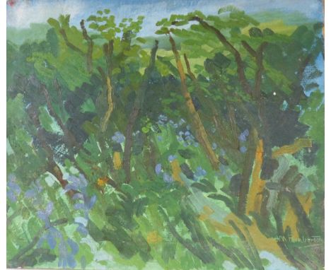Muriel Pemberton, oil on canvas, Sketch of a hedgerow, signed, 51 x 61c, unframed