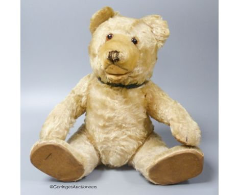   A rare Steiff teddy bear in good condition, thick blonde mohair, c.1930s