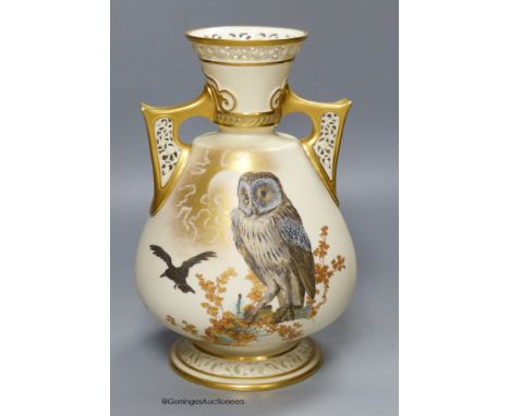   A Royal Worcester 'owl' vase, height 27cm