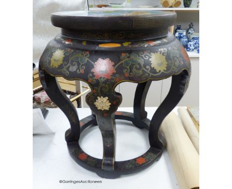   A Chinese lacquer and cloisonne enamel inset stand, height 51cm