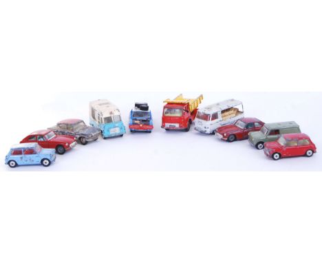 A collection of 10x original vintage Corgi loose diecast models. To include 3x minis, MGB BT, Ford Consul, Smiths Karrier Ice