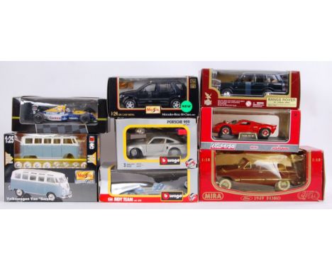 A collection of larger (1:24 and 1:18) scale diecast models to include - Burago, Maisto, Mira, Majorette etc. All within the 