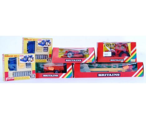 A collection of 6x Britains Farm related diecast models, comprising of; 9521 Volvo Tractor, 9579, 9577, 9568 and 2x 9545. All