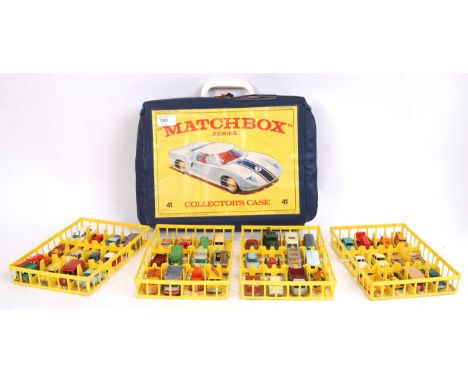 A vintage Matchbox Lesney Series No. 41 Collectors case - filled with vintage Lesney diecast models. Various makes and types,