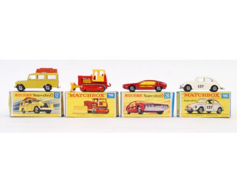 A collection of 4x original vintage Matchbox Lesney diecast models, all either very near mint, mint, or mint+ within original