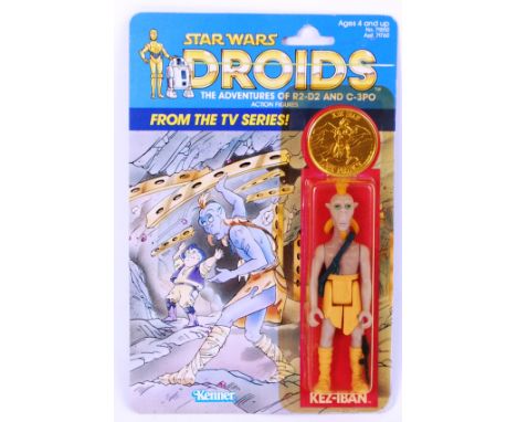 An original vintage Kenner made ' Star Wars Droids ' carded action figure ' Kez - Ban '. Mint+ condition to figure and card. 