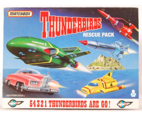 An original vintage Thunderbirds Matchbox made ' Rescue Pack '. Featuring diecast models of all the Thunderbirds vehicles. Co