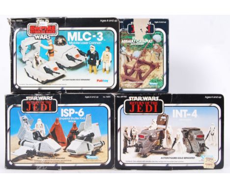 A collection of 4x original vintage Kenner and Palitoy made Star Wars minirig action figure playsets. All complete, most with