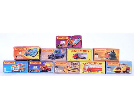 A collection of 10x assorted vintage Matchbox Lesney boxed diecast models. Various series / years. Box numbers being; 36 Supe