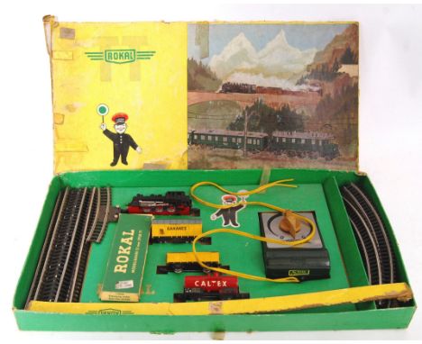 A rare vintage Rokal TT scale / gauge railway trainset set. Frieght Set. Within the original box. Appears to be complete, but