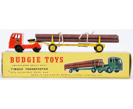 An original vintage Budgie diecast model Timber Transporter lorry. Near mint, within the original box. Complete with logs and