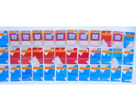 A collection of 36x original vintage 1980's Matchbox Superfast ' New Model ' ( and few other) diecast model EMPTY boxes / car