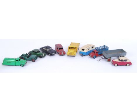 A collection of 10x vintage Dinky diecast models, all loose, to include Dodge Truck, Leyland Cement, Austin, Morris Oxford an