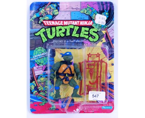 An original vintage Playmates made Teenage Mutant Ninja Turtles 10 back carded action figure of Leonardo. Sealed on the origi