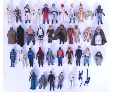 A collection of 35x original vintage Star Wars action figures, loose, to include; R2D2, Ewoks, Luke Skywalker, Bib Fortuna, S