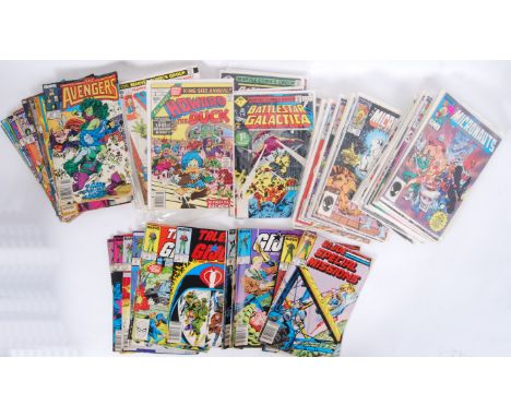 A collection of 1980's vintage comic books, comprising of; Marvel ' The Avengers ' (x11), Howard The Duck (x11), Battlestar G