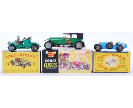 A collection of 3x diecast models, all vintage. The first being a mint+ condition Corgi Classics 9001 1927 Bentley, and 2x Ma