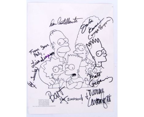 A rare vintage Simpsons promotional 8x10" black and white photograph, from an early season, signed to the front by the full m