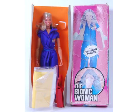 An original vintage 1970's Denys Fisher made ' The Bionic Woman ' action figure, 12" scale. Exterior box tatty, but action fi