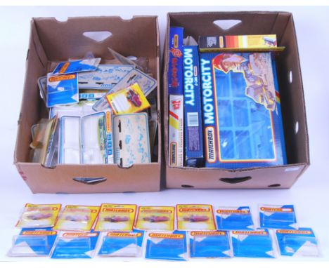 A large collection (x2 boxes) of original vintage 1980's Matchbox diecast model EMPTY boxes / card backs. To include Matchbox