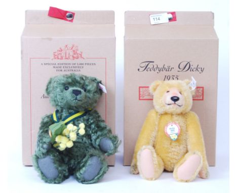 Two original limited edition Steiff teddy bears. The first being Sydney Australian Bear 2000 (26cm tall) and the other Teddyb