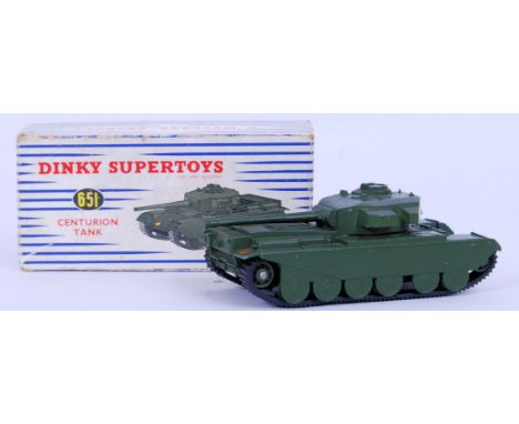 An original vintage Dinky Toys diecast model 651 Centurion Tank. Generally very good (8/10). Within a good original box.