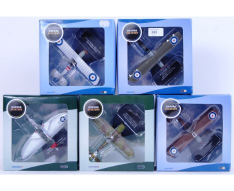 A collection of 5x Oxford Aviation 1:72 scale diecast model planes. All appear as new, and mint, within the original boxes.