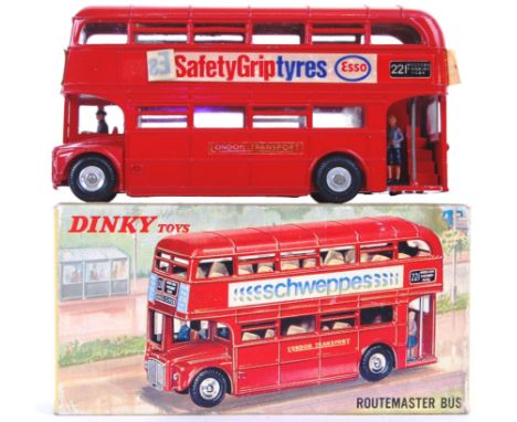An original vintage Dinky diecast model 289 Routemaster Bus. Mint, within the original box. Decals peeling / glue dried a lit